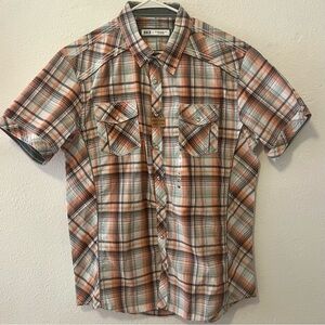 BKE Buckle Pearl Snap Men’s Shirt XL Plaid Short Sleeve Standard Fit NWOT Flawed